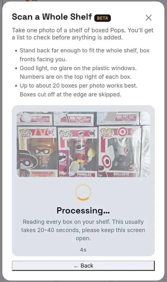 Shelf scan processing the photo